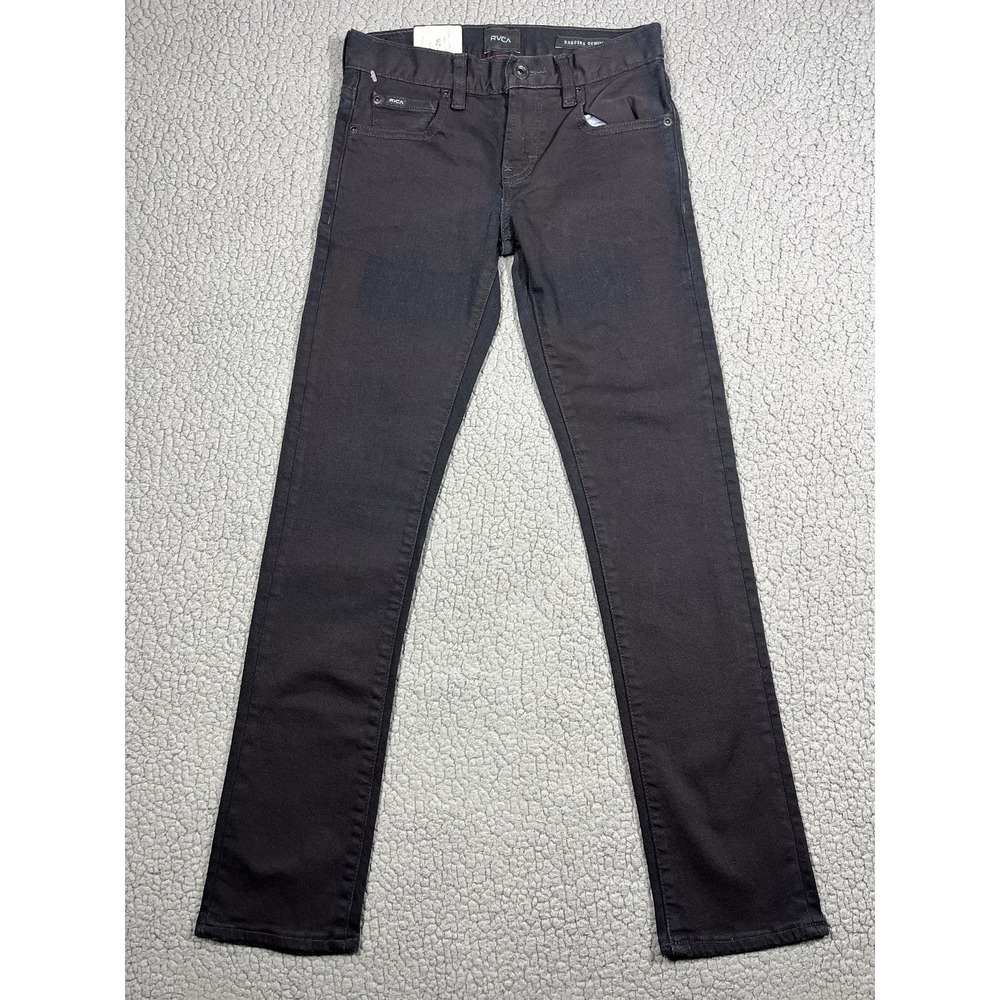 RVCA Daggers Boy's Black Denim Jeans Size 26 Slim Straight 28.5" Inseam NWT